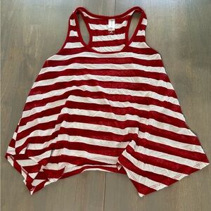Women’s Red and White Shear Tank Top